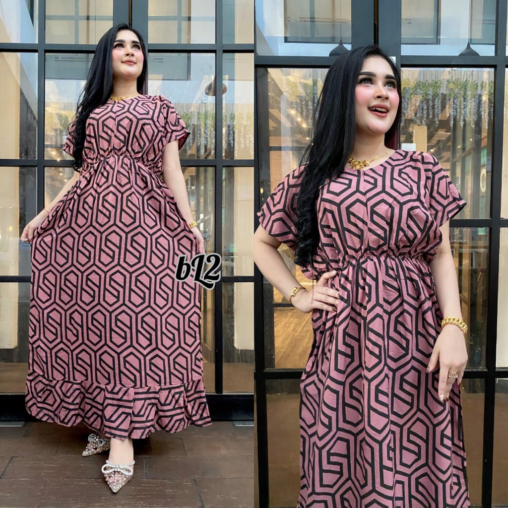 DRESS JUMBO REMPLE BAWAH MOTIF TERBARU VIRAL