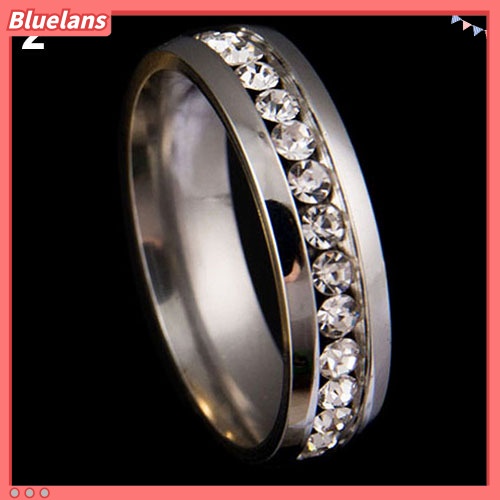 Bluelans Cincin Berlian Imitasi Bahan Titanium Steel Untuk Pria Dan Wanita