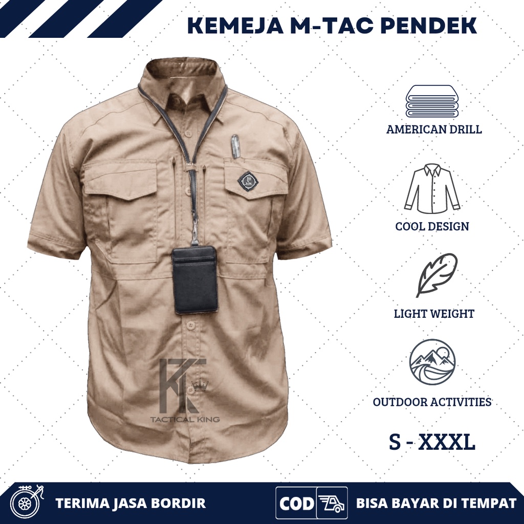 Baju Kemeja Tactical M-TAC Lengan Pendek Best Seller PDL Pria Bahan Drill Outdoor Lapangan Kantor