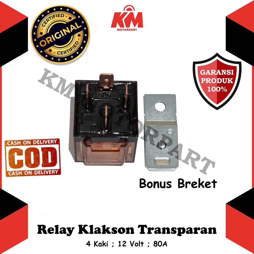 Relay Klakson Transparan Kaki 4 12 Volt Lampu Motor Dll