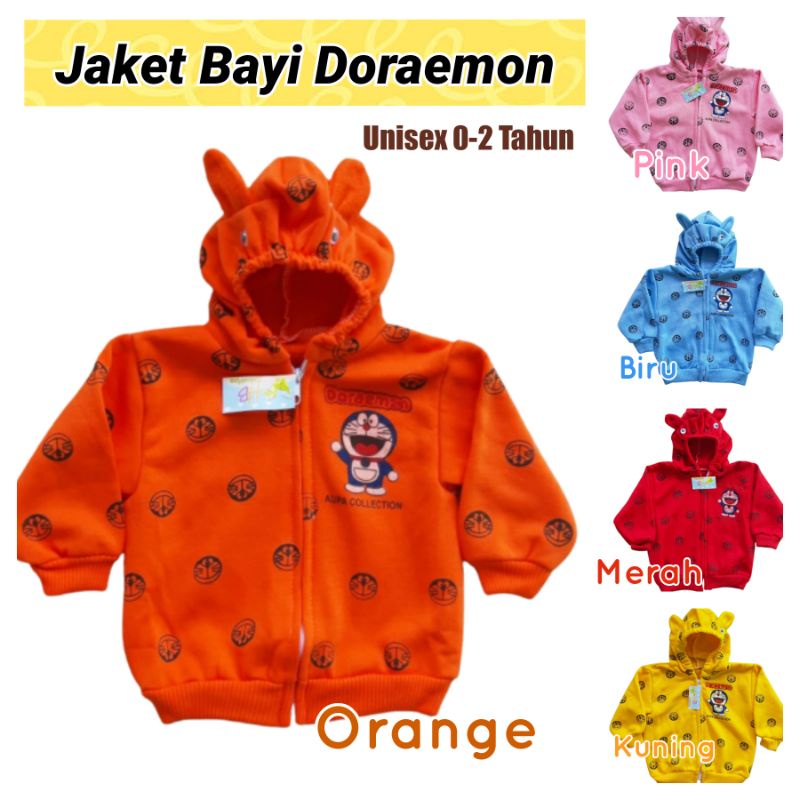 [0-2th] Jaket Bayi laki laki perempuan Bahan Sweater Mantel Bayi Hangat Kupluk Hoodie doraemon Anak Usia 0-2 TAHUN jaket doraemon ZHAFIRA Baby And Kids