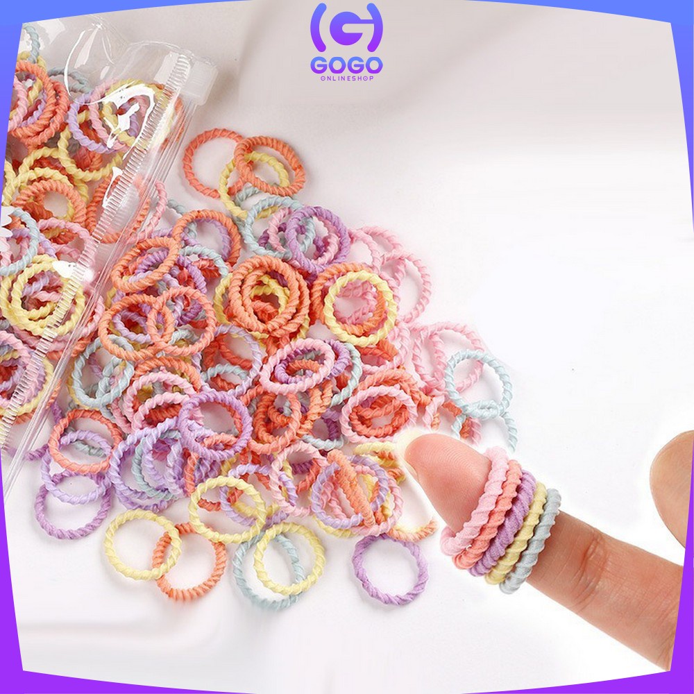 GOGO-C329 (100 PCS) Karet Ikat Rambut Spiral Gaya Korea / Kuncir Rambut Fashion / Kunciran Rambut Wanita FREE POUCH