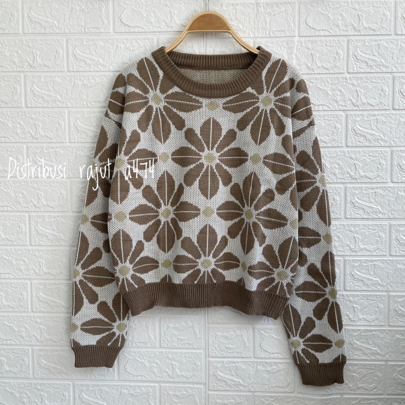 Sweater Rajut Bunga Wanita - Premium Cardigan - Cardigan Urban Flower Miya