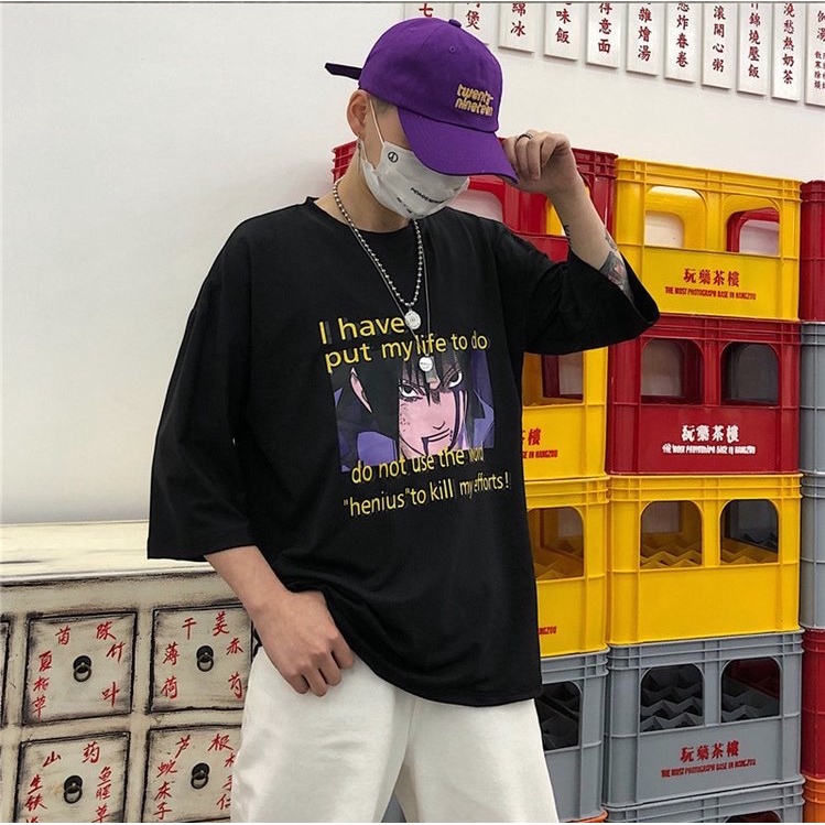 Kaos Oversize Print DTF HENIUS ANIME II BRIGO Kaos Oversize II Kaos Jumbo Size Pria &amp; Wanita