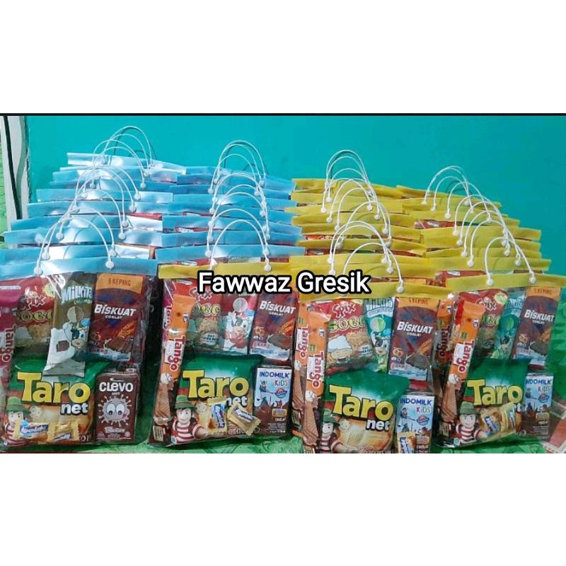 (100 pcs) Tali Plintir Souvenir Snack 17 cm Hitam Putih Gantungan Jinjing Tenteng Handel Tas Plastik Pouch Kemasan