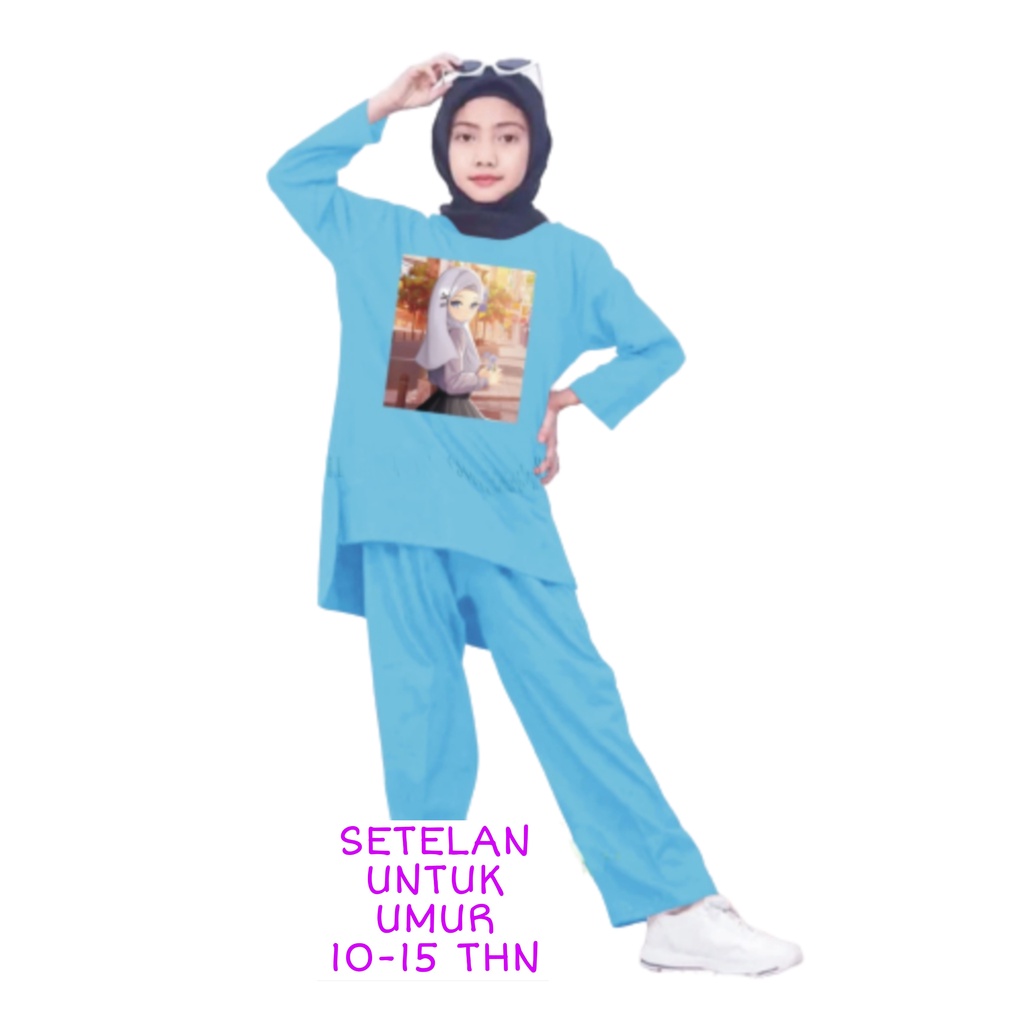 Setelan Anak Perempuan Remaja Bahan Kaos Babyterry Kaos Lengan panjang dan Celana panjang Oversixze XXL 10 11 12 13 14 15 Tahun . One Set Anak Perempuan Terbaru 2023 Viral Stelan Remaja Kekinian Setelan Baju Anak Tanggung k4