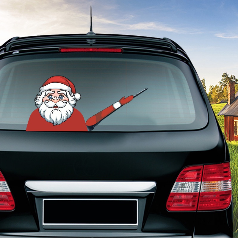 Stiker Wiper Belakang Mobil Motif Kartun Santa Claus Natal Tahan Air Untuk Dekorasi