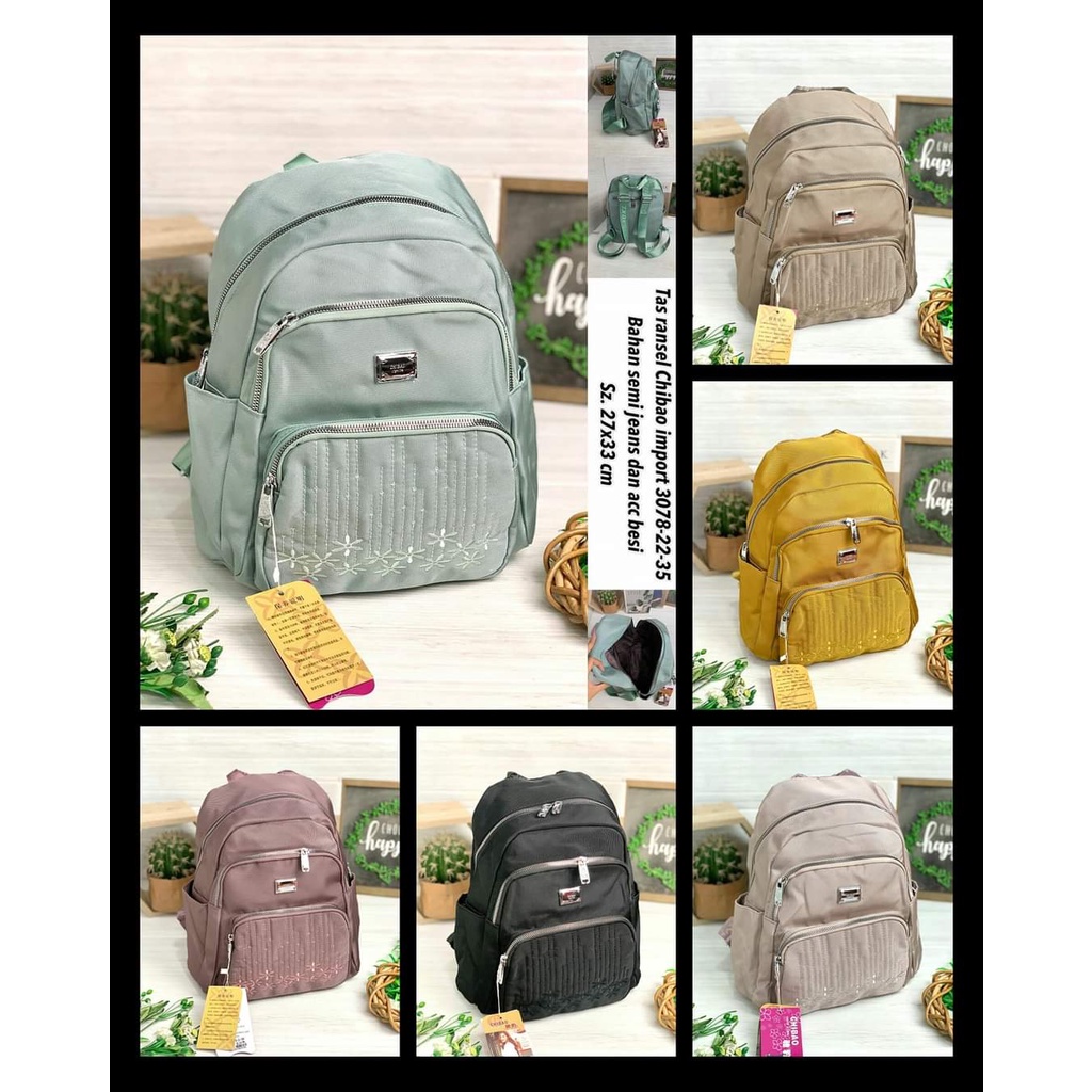 TAS RANSEL WANITA 33078 TAS WANITA CHIBAO RANSEL BAHAN KANVAS ORI IMPORT