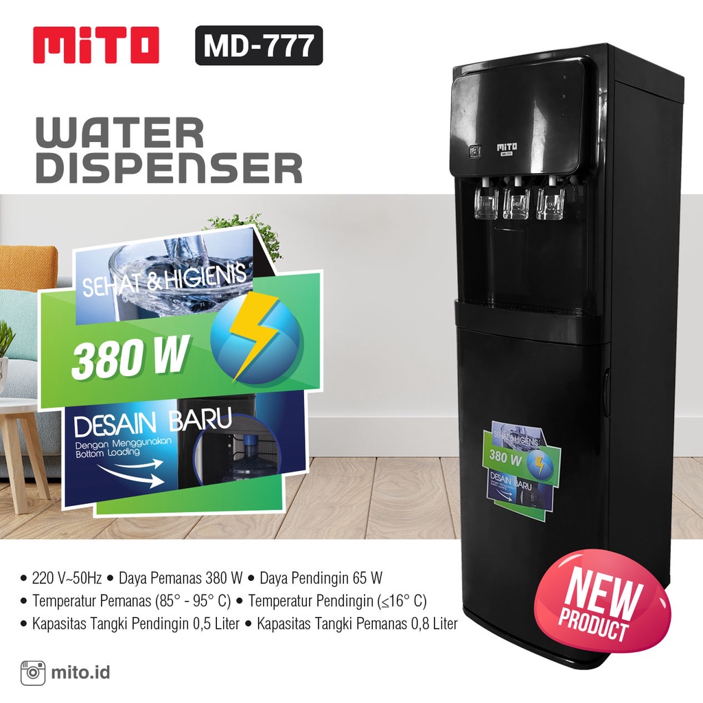 MITO Water Dispenser / Dispenser Air Minum Galon Bawah IC Cooling / MD-777