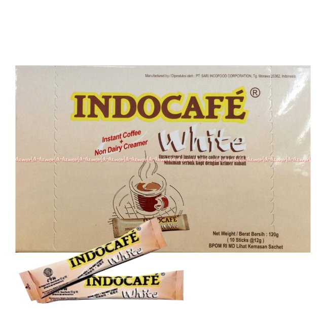 Indocafe White Instant Coffee 10stik Non dairy Kopi Instant White Indocafe Box dus Kopi Putih Indo Cafe 10 sachet