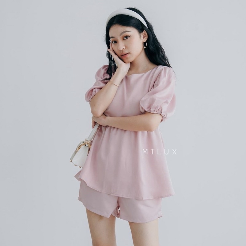 SETELAN ONE SET BABY DOLL ATASAN CELANA IMPORT CUTE MX535