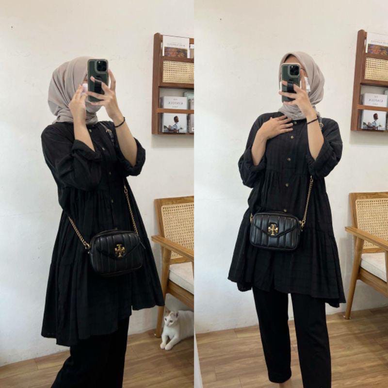 MIKA LONG TUNIK BAHAN CRINKLE - TUNIK WANITA KEKINIAN