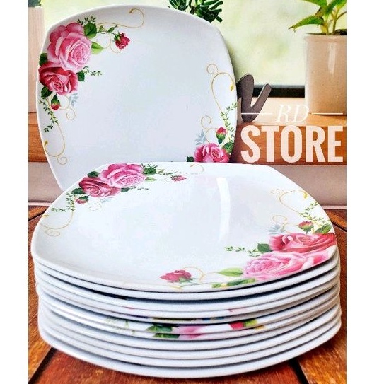PROMO 12.PCS PIRING PERSEGI CEPER PRASMANAN MELAMINE MOTIF