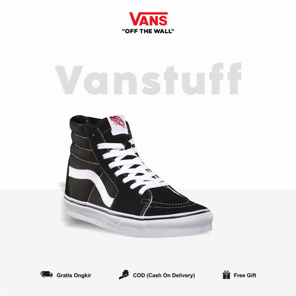 Vans Classic SK8 Hi Black White Pria Wanita Original 100% BNIBWT Ori Authentic High Ori Global Market Authentic