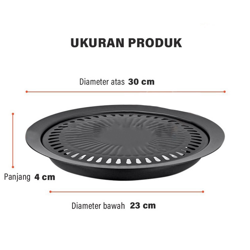 Alat Pemanggang 37cm / Grill Pan Barbeque Bulat / Alat Pemanggang Daging Ala Korea Smokeless Kompo