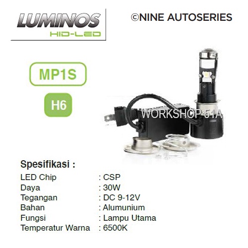 LUMINOS MP1 LAMPU LED H4 MINI PROJECTOR HI LOW SUPER TERANG UNTUK LAMPU MOTOR DAN MOBIL avanza xenia