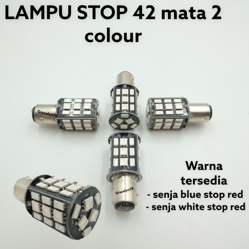 lampu stop motor 42 led 5 sisi dua mode flash kedip senja dan stop