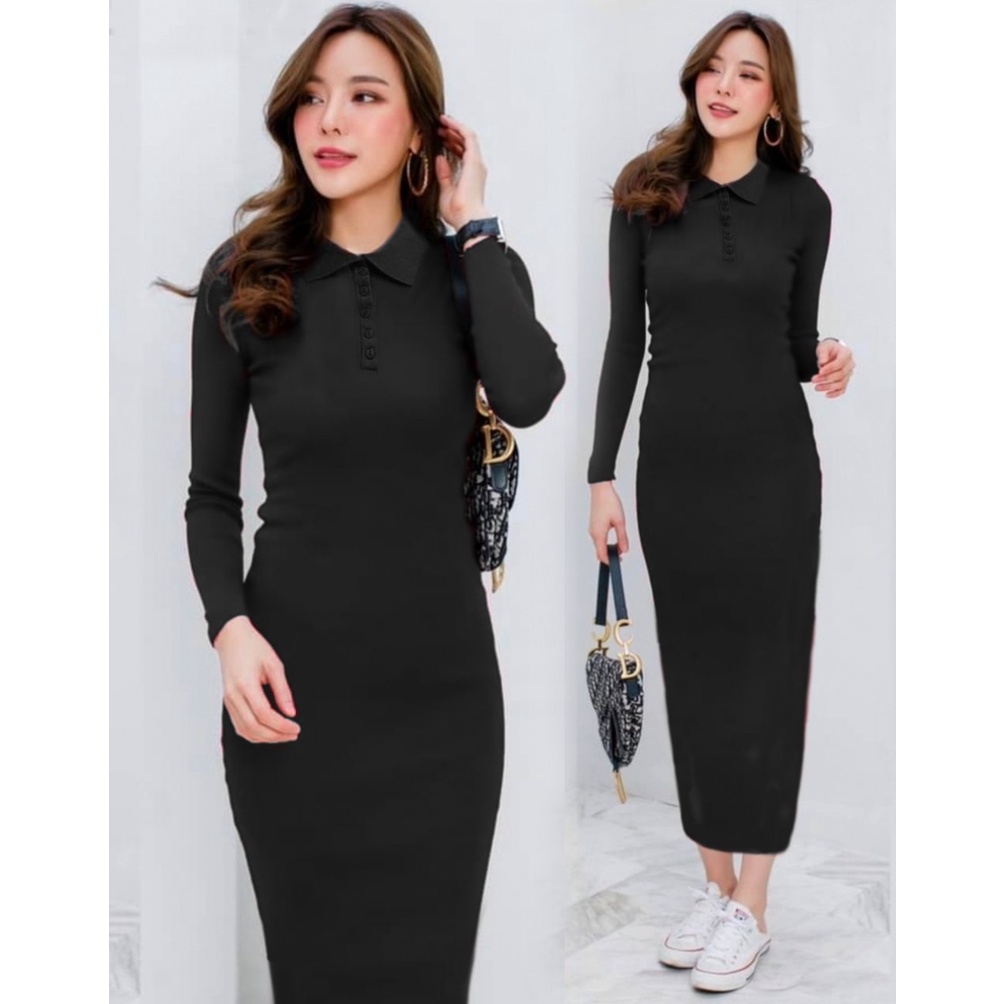 Dress Aalbiaa - Dress Lengan Panjang - Casual Dress Perempuan - Pakaian Wanita