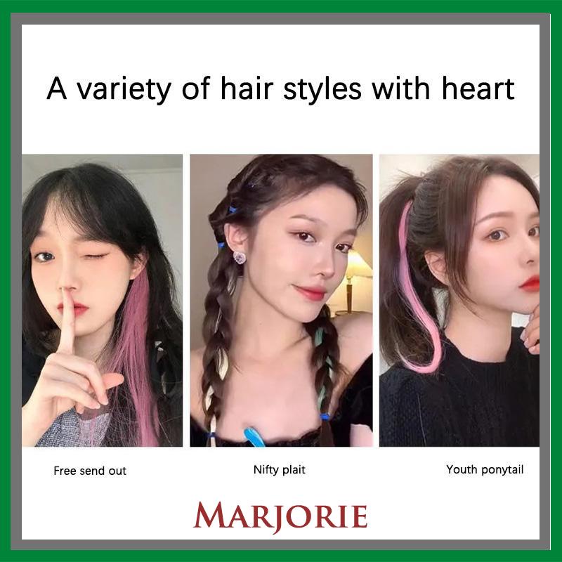 Wig Rambut Palsu Lurus Harian Panjang Warna Gradien Wanita One Piece Wig Sorot Ekstensi Rambut-MJD