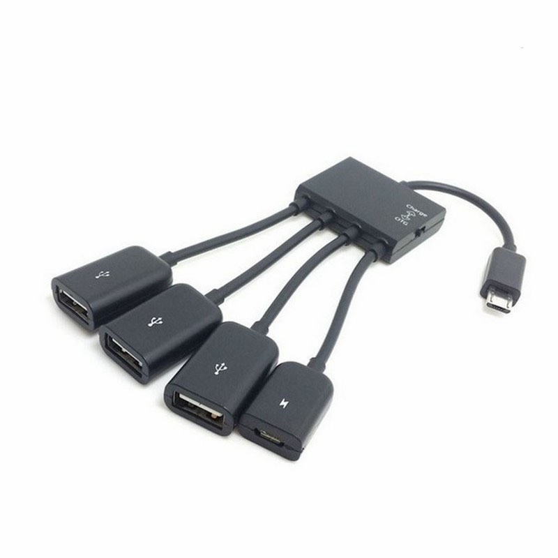 4in1 Otg Micro USB Hub Charge Kabel  Micro 3 Port USB Female otg type c cabang Data Cable Charge 3 Port Kabel Female