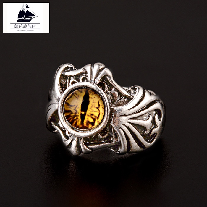 Cincin Model Terbuka Dapat Disesuaikan Desain angel devil eye Gaya retro Eropa Amerika Untuk Pria