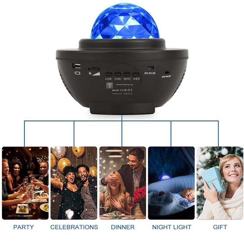Lampu Tidur Proyektor Langit Bintang Bluetooth + Remote + Auto Off