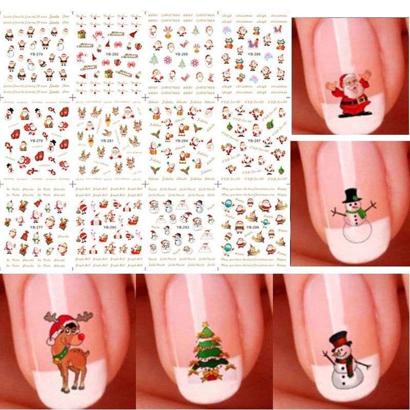 12 macam dalam 1lembar Stiker Nail Art 3D Desain Kepingan Salju Natal (MANIK MANIK LUCU R RANDOMEKOMENDASI)