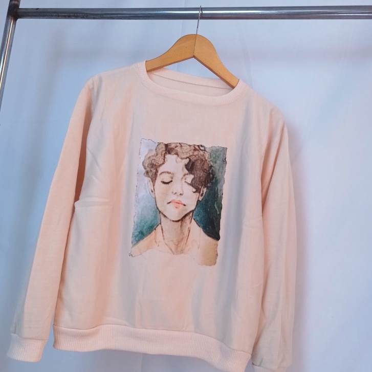 Sweater Crewneck Basic Girl Atasan Wanita