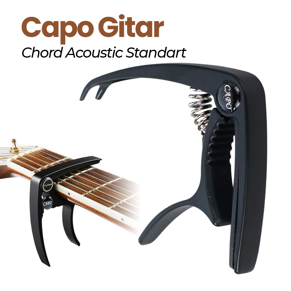 Capo Gitar Chord Acoustic Standart Aluminium Alloy - OMHANCBK Black