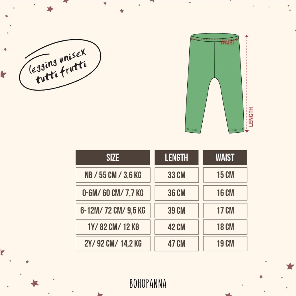 BOHOPANNA LEGGING TUTTI FRUTI / LEGGING RUFFLE BOHOPANNA / Bohobaby Legging Girl/ LEGGING BOY/ CELANA BAYI
