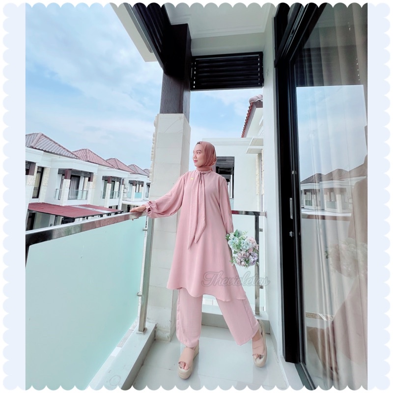 Middle Set Long Tunik Shimmer Silk Twill Original Import