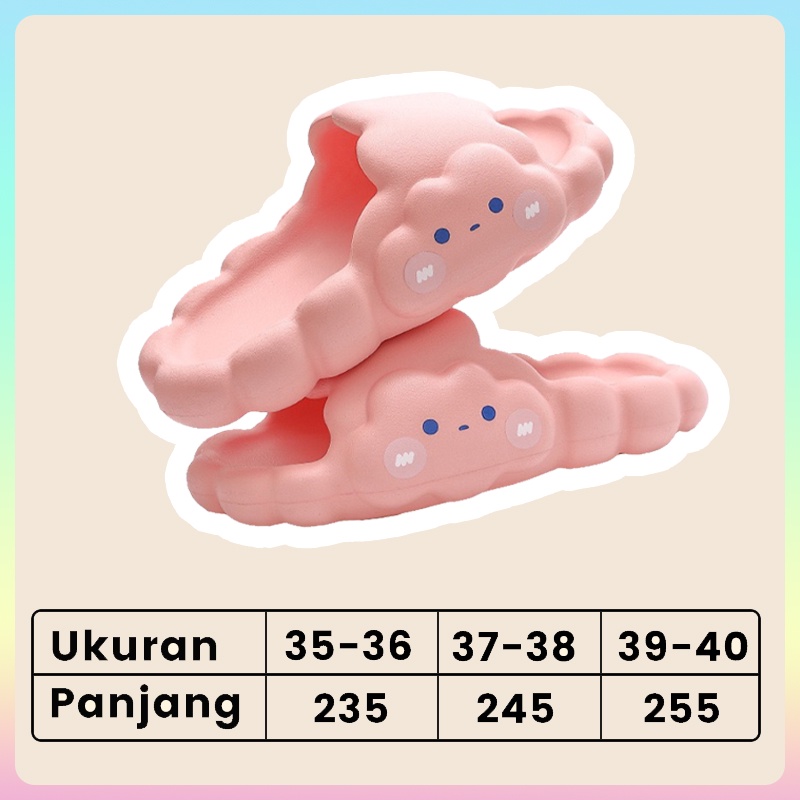 Sandal slop wanita kekinian import Sandal awan anak perempuan jelly terbaru anti slip Sandal rumah tebal nyaman empuk murah
