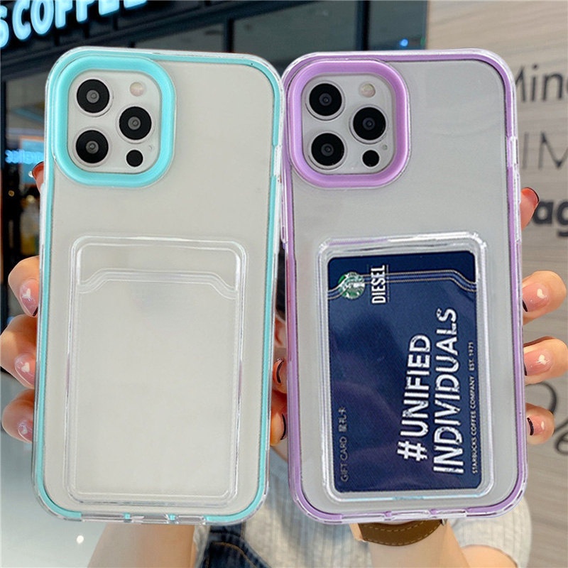 Dompet 3-in-1 Makaron casing handphone silikon lembut IPhone 14 13 12 11 Pro MAX X XS MAX XR 7 8 Plus Case Cover