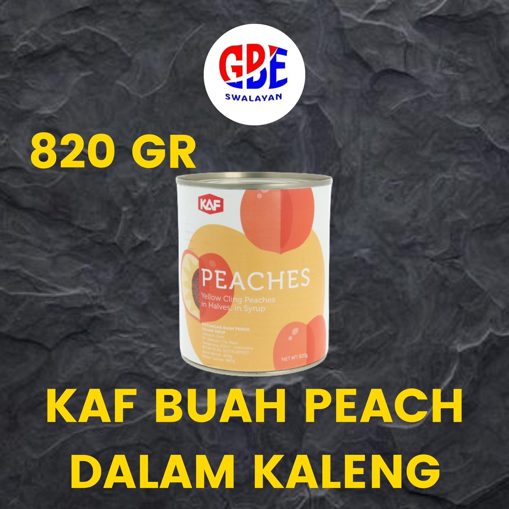 Buah Peach Kaleng Brand KAF 820gr | Yellow Cling Peaches in halves in syrup 820g