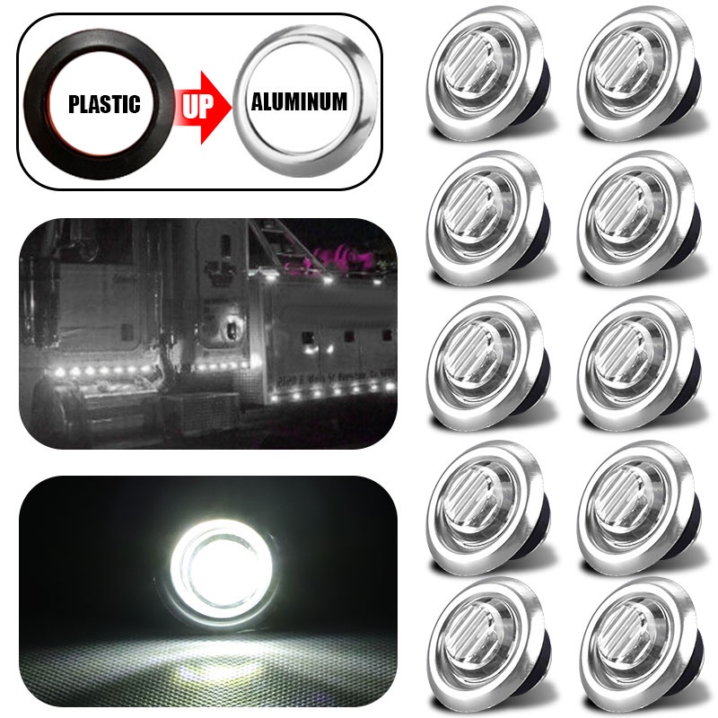 10 PCS Lampu Indikator LED 12V Bentuk Bulat Untuk Truk Bus Trailer Perahu Motor