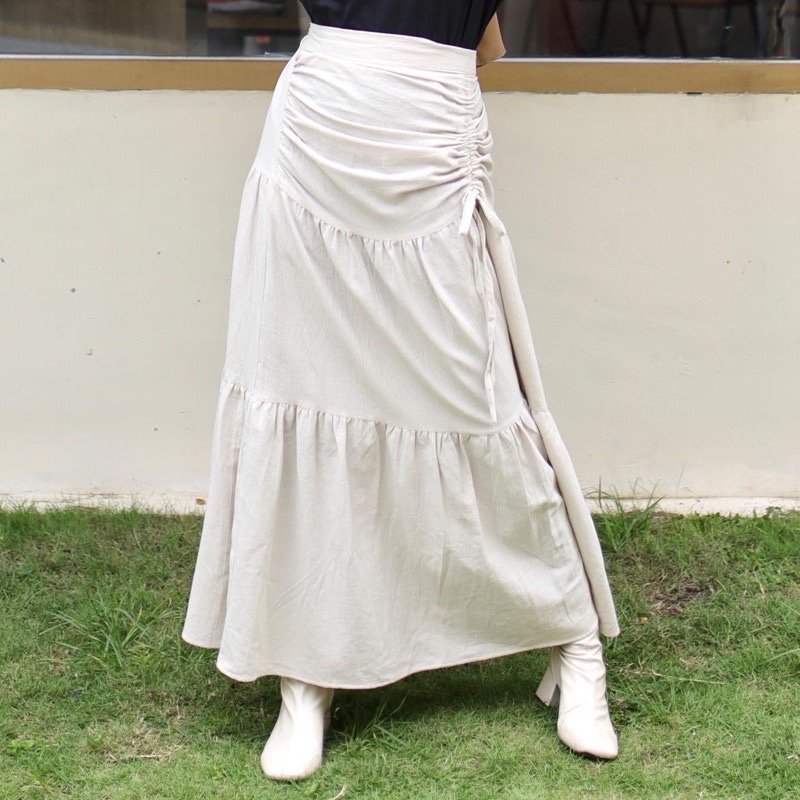 Linen skirt Rok serut samping linen