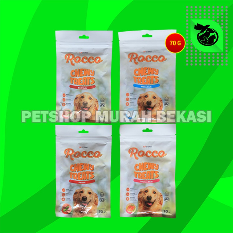 Snack Makanan Anjing Rocco Chew Dog treats Non Meat Jerky Jerhigh 70Gr