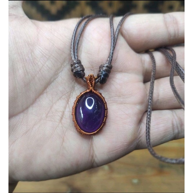 Kalung etnik liontin batu akik kecubung kalimantan (N)