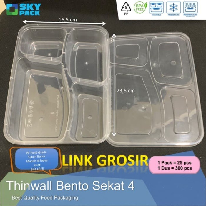 Grosir Thinwall Bento 4 Sekat / Thinwall Sushi/ Thinwall Bento