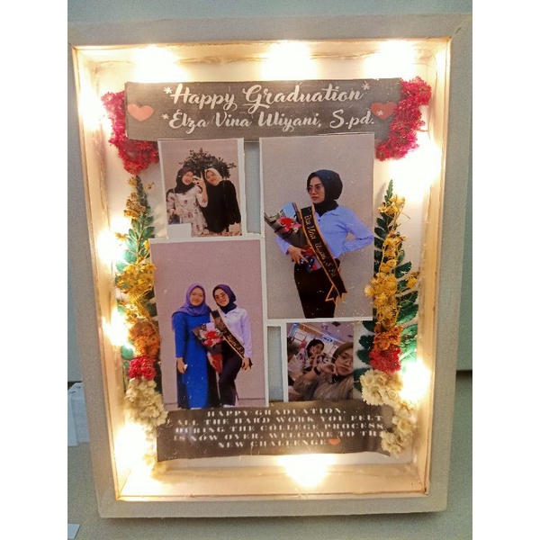 FRAME FLOWER KADO ULTAH KADO GRADUATION KADO WEDDING KADO ANNIVERSARY FRAME 3D LED KADO MURAH AWET
