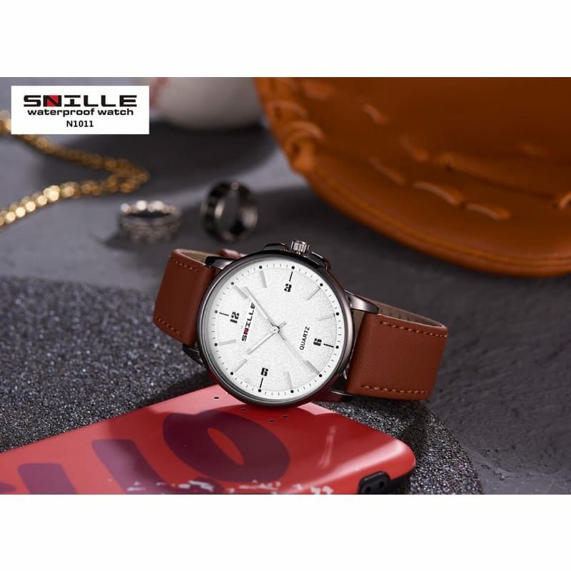 Jam Tangan Snille Kulit N1022 Fashion Pria Kasual Terlaris Bisa COD a