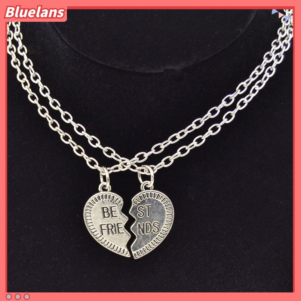 Bluelans 2 Pcs Fashion Best Friends Love Heart Pendant Couple Chain Necklace Jewelry Gift