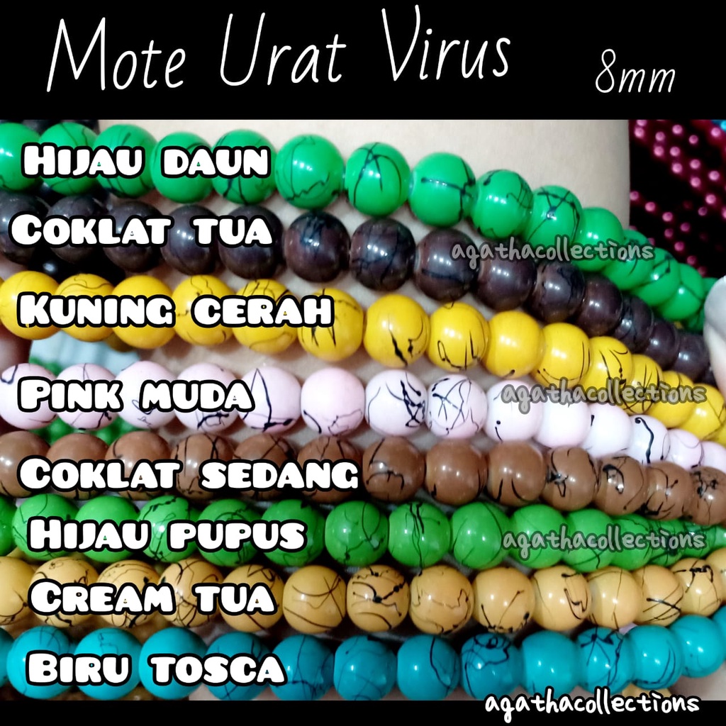 MOTE/MANIK MANIK/MUTIARA URAT VIRUS 8 MM PER RENTENG