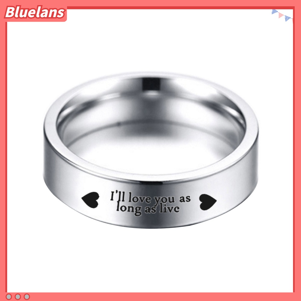 Cincin Pasangan Bahan Titanium Steel Desain I Will Love You As Long As Live Untuk Hadiah Pernikahan