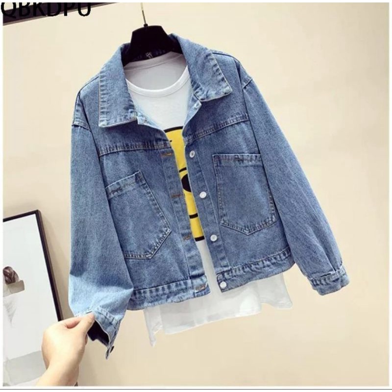 JAKET JEANS WANITA APLIKASI PRESS