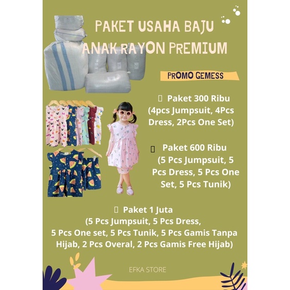PAKET USAHA BAJU ANAK RAYON PREMIUM/ PAKET USAHA BAJU BAYI