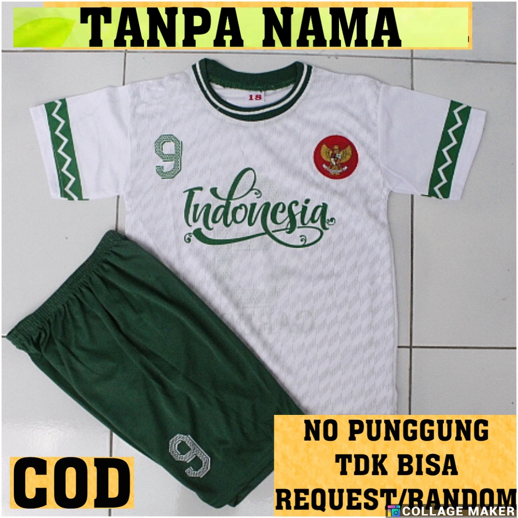 baju bola jersey timnas indonesia putih/setelan baju bola anak timnas