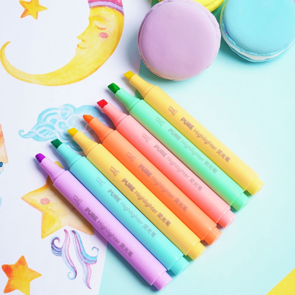 6pcs / set Pensil marker Warna Macaron fluorescent Untuk Sekolah / Kantor