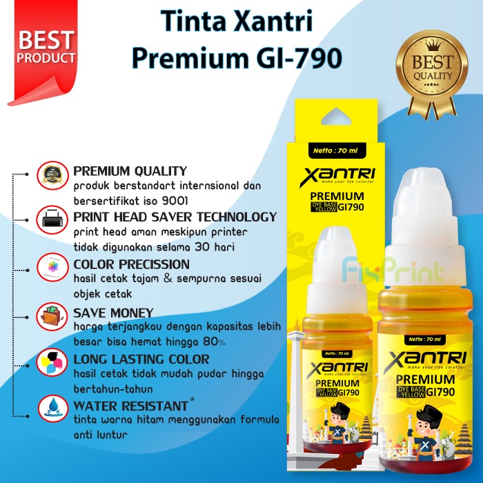 Tinta Xantri Premium GI790 GI-790 Black Pigment 135ml CMY 70ml Printer Cn PIXMA G1010 G2010 G3010 G4010 G4000 G3000 G2000 G1000