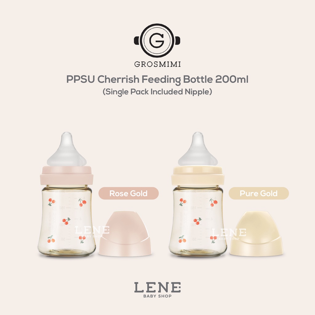 Grosmimi PPSU Cherrish Feeding Bottle 200ml Single Pack (Included Nipple)